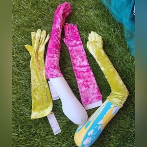 Fuschia x Chartreuse opera gloves. New with tags (2 glove bundle)